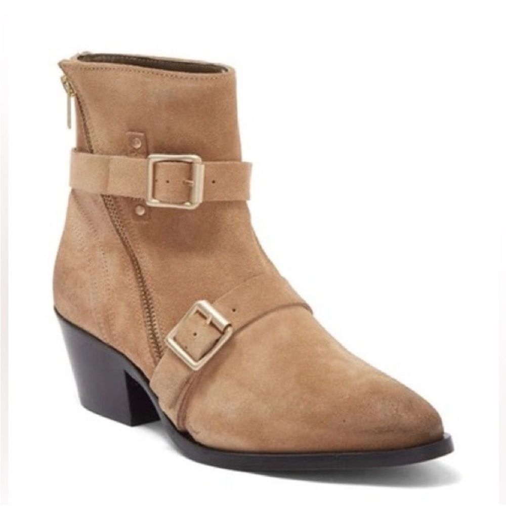 NWOB‎ AllSaints | Lior Suede Zip Bootie in Desert Sand 38 7
